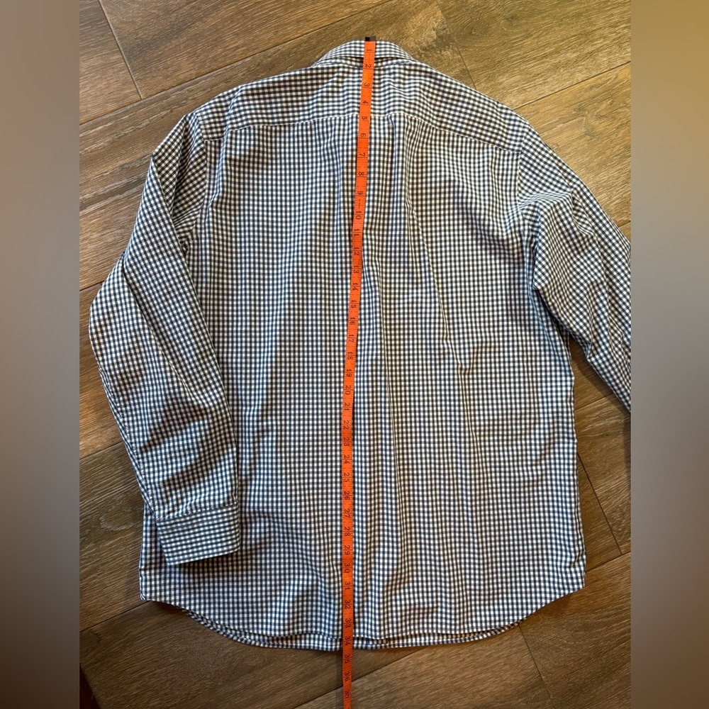 Banana Republic Camden Fit mens' navy gingham button front shirt size XL - Picture 6 of 7
